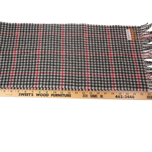 Christian Dior Winter Scarf Gray Check Fringe Wool Vintage Fashion Designer Wool - Picture 4 of 6